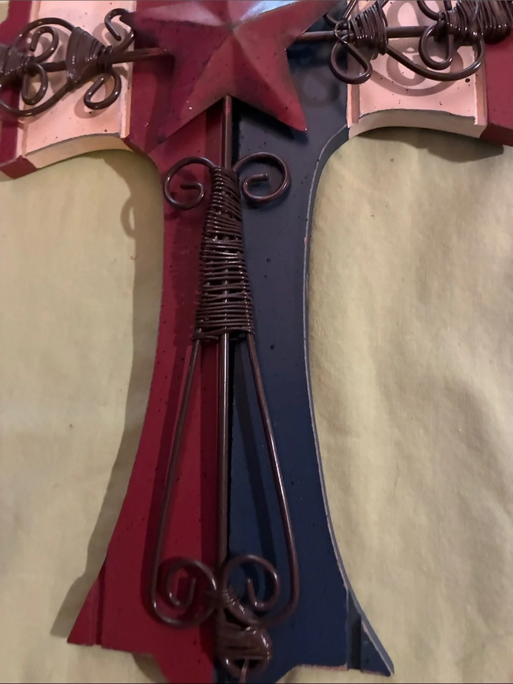 Hobby Lobby Red and Blue Layered Star Cross Wall Accent